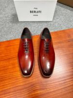 Berluti Black and red calfskin Leather Shoes-Berluti Man Business Leather Shoes